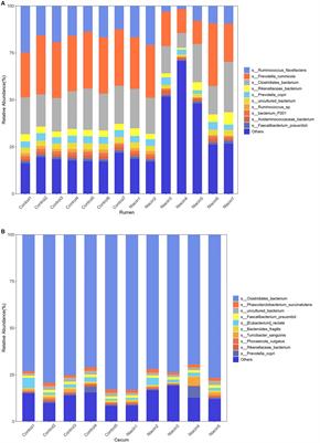 Metagenomic sequencing identified microbial species in the rumen and cecum microbiome responsible for niacin treatment and related to intramuscular fat content in finishing cattle